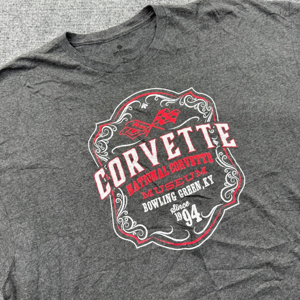 Artisans Corvette Museum T-Shirt 3XL Gray Graphic National Corvette Museum Men's